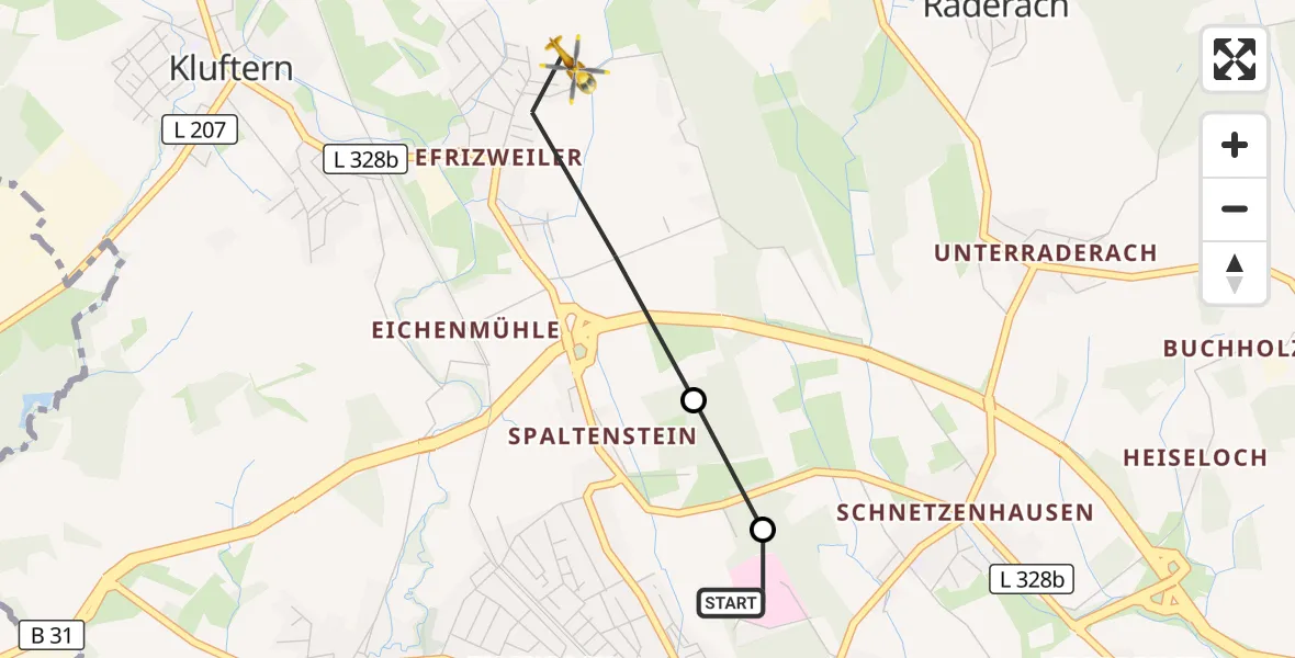Flugroute Rettungshubschrauber Friedrichshafen Hospital - Friedrichshafen, 25 Juni 2026, 14:07