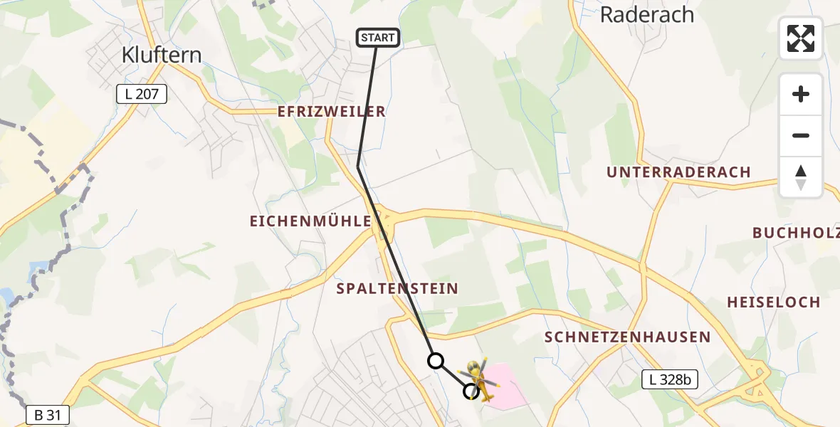 Flugroute Rettungshubschrauber Friedrichshafen - Friedrichshafen Hospital, 25 Juni 2026, 14:25