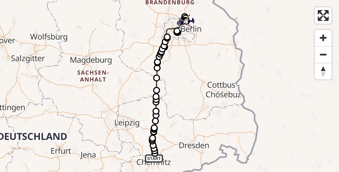 Flugroute Polizeihubschrauber Lichtenau - Ahrensfelde Hubschrauberlandeplatz, 25 Juni 2026, 14:34