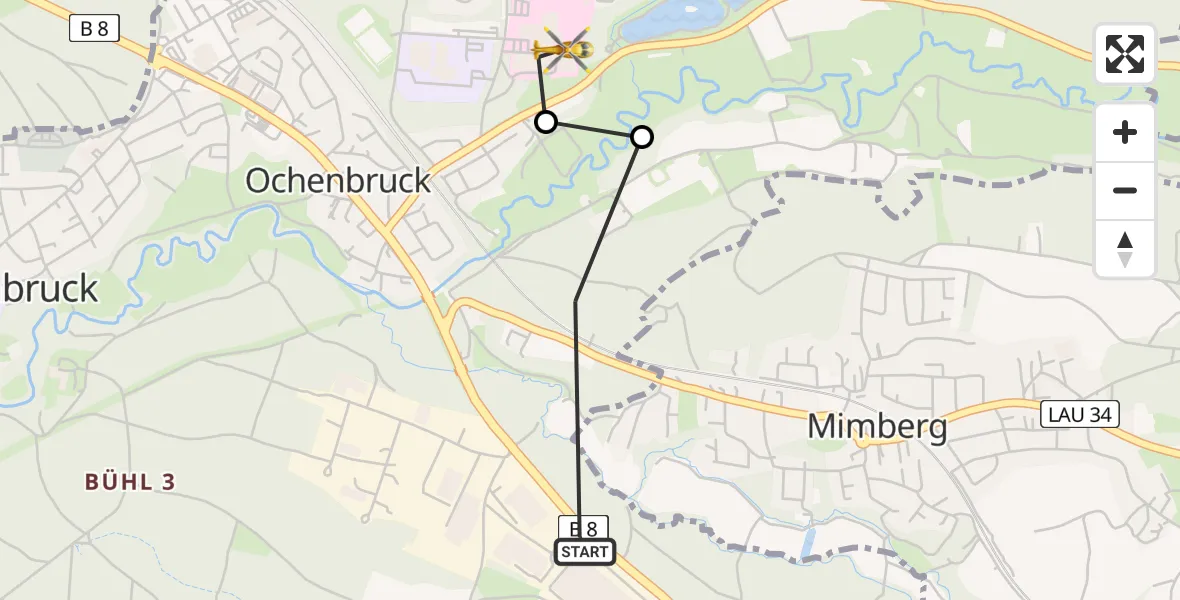 Flugroute Rettungshubschrauber Schwarzenbruck - Rummelsberg Hospital, 25 Juni 2026, 14:47