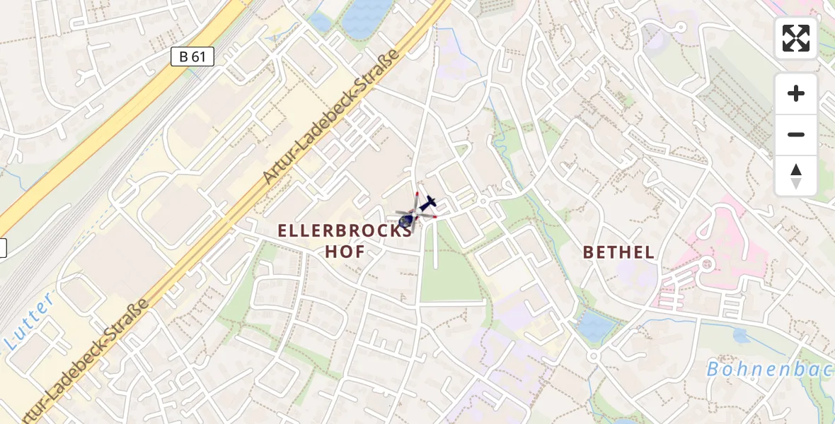 Flugroute Polizeihubschrauber Bielefeld - Bielefeld, 25 Juni 2026, 14:55