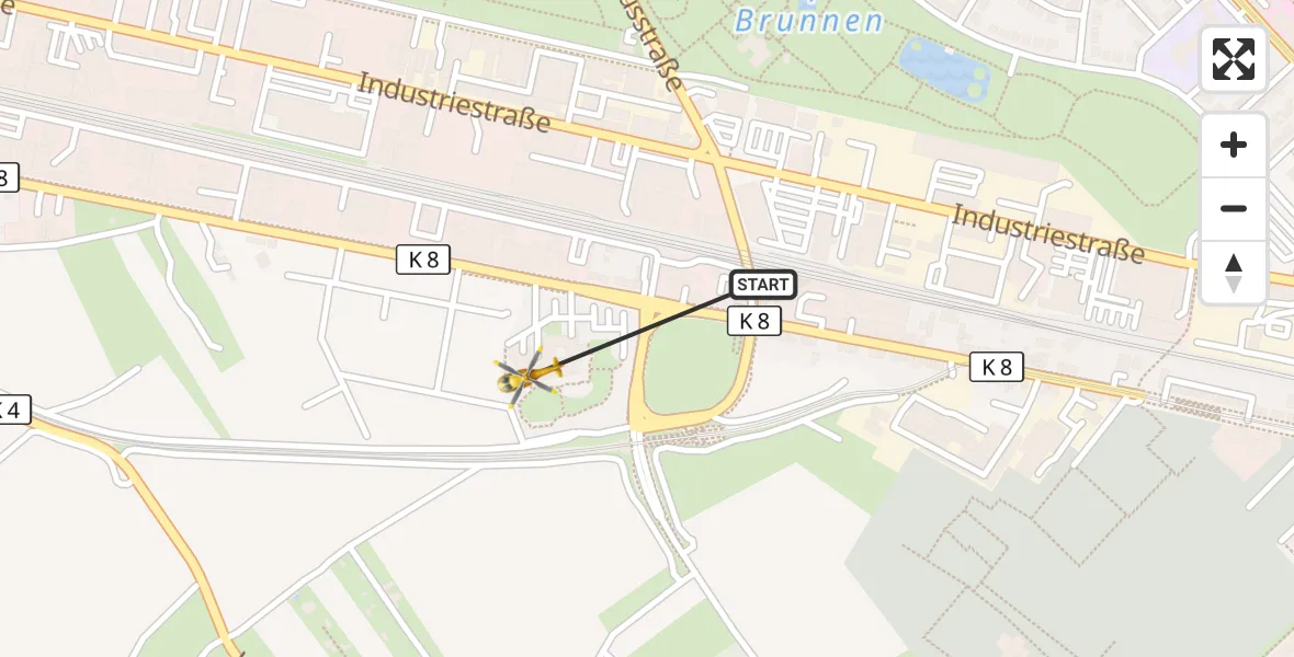 Flugroute Rettungshubschrauber Ludwigshafen am Rhein - Ludwigshafen am Rhein, 25 Juni 2026, 16:31