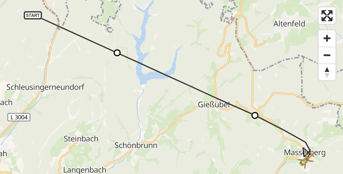 Flugroute Rettungshubschrauber Schleusingen - Masserberg, 25 Juni 2026, 16:53