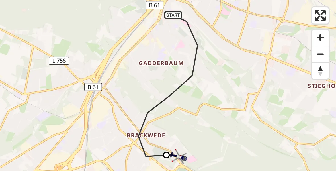 Flugroute Polizeihubschrauber Bielefeld - Luftrettungszentrum Bielefeld, 25 Juni 2026, 17:43
