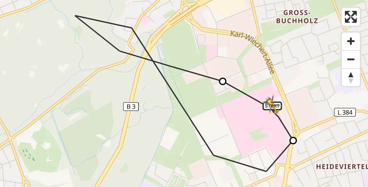 Flugroute Rettungshubschrauber Hannover Luftrettung Hubschrauberlandeplatz (Christoph 4) - Hannover Luftrettung Hubschrauberlandeplatz (Christoph 4), 25 Juni 2026, 17:51