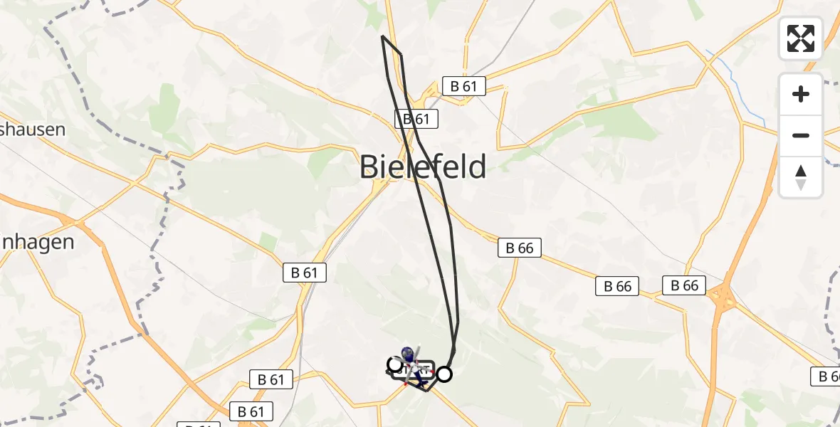 Flugroute Polizeihubschrauber Luftrettungszentrum Bielefeld - Luftrettungszentrum Bielefeld, 25 Juni 2026, 17:56