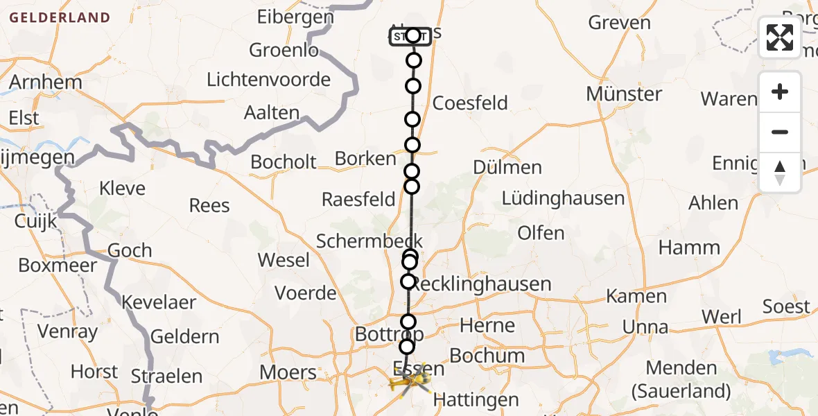 Flugroute Ambulanzhubschrauber Sankt Marien Hospital Ahaus - Essen, 25 Juni 2026, 19:06