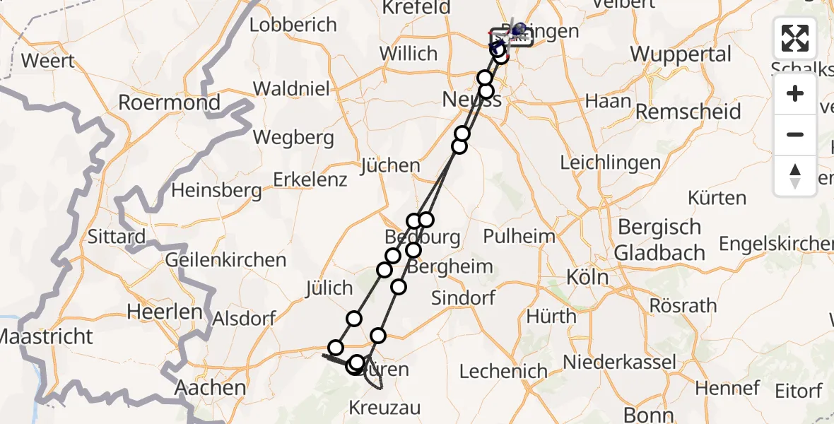 Flugroute Polizeihubschrauber Düsseldorf Flughafen - Düsseldorf Flughafen, 26 Juni 2026, 01:21
