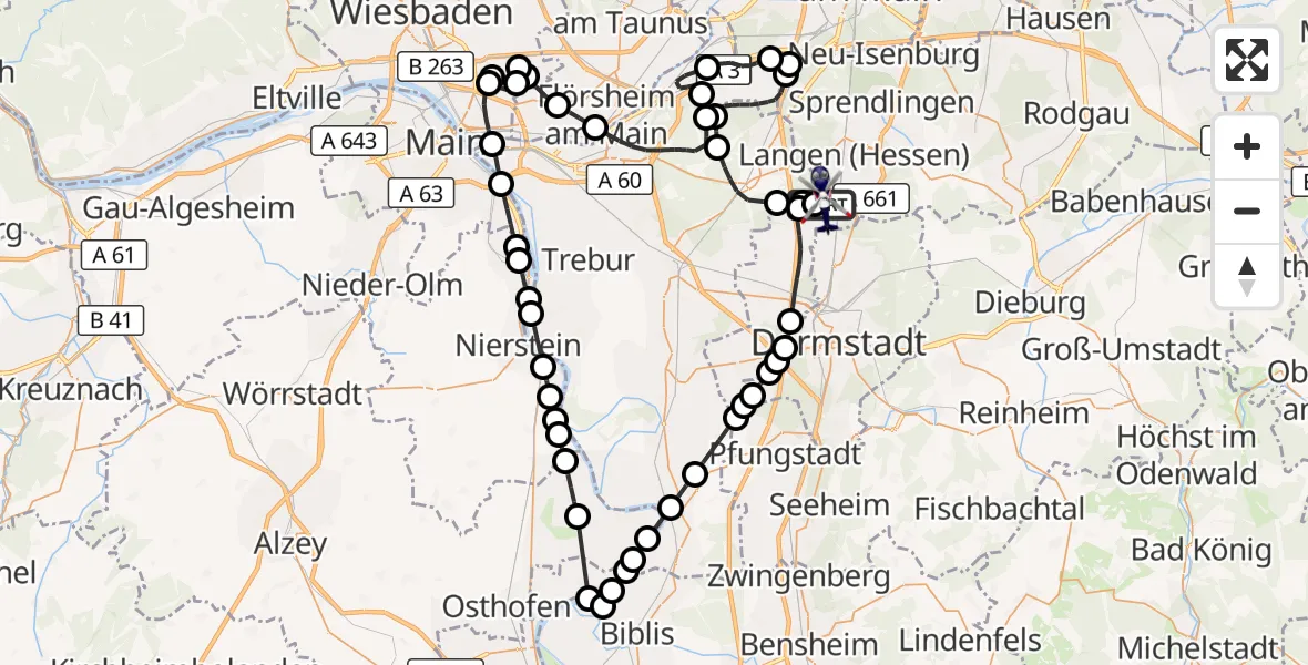Flugroute Polizeihubschrauber Flughafen Frankfurt-Egelsbach - Flughafen Frankfurt-Egelsbach, 26 Juni 2026, 05:11