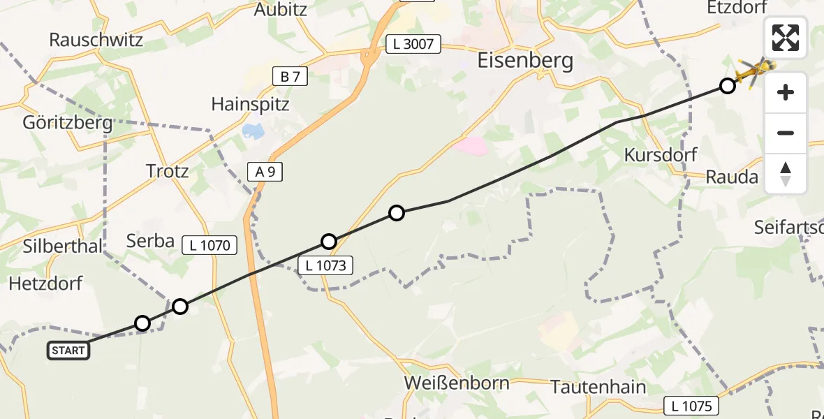Flugroute Rettungshubschrauber Waldeck - Heideland, 26 Juni 2026, 06:44