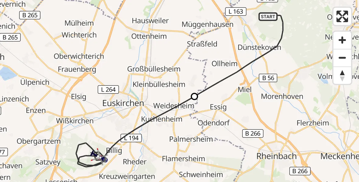 Flugroute Polizeihubschrauber Swisttal - Euskirchen, 26 Juni 2026, 06:49