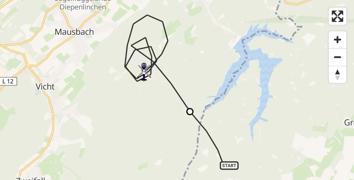Flugroute Polizeihubschrauber Hürtgenwald - Stolberg (Rhld.), 26 Juni 2026, 07:16