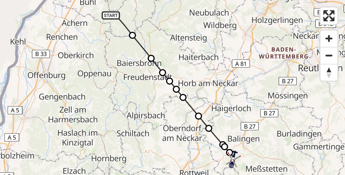 Flugroute Polizeihubschrauber Forbach - Dotternhausen, 26 Juni 2026, 07:47