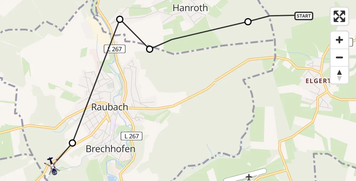 Flugroute Polizeihubschrauber Dierdorf - Raubach, 26 Juni 2026, 07:51
