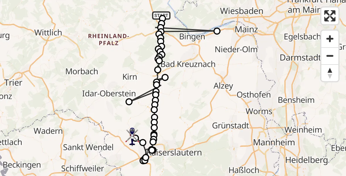 Flugroute Polizeihubschrauber Perscheid - Neunkirchen am Potzberg, 26 Juni 2026, 08:00