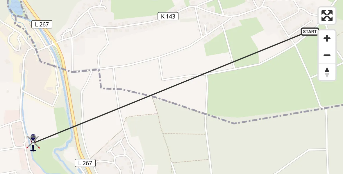 Flugroute Polizeihubschrauber Hanroth - Raubach, 26 Juni 2026, 08:08