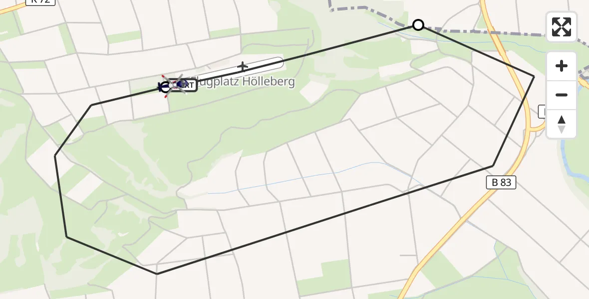 Flugroute Polizeihubschrauber Hölleberg Flugplatz - Hölleberg Flugplatz, 26 Juni 2026, 08:32