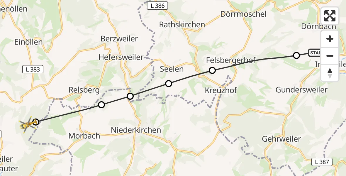 Flugroute Rettungshubschrauber Imsweiler UL - Wolfstein, 26 Juni 2026, 08:52