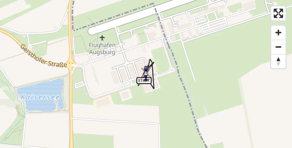 Flugroute Polizeihubschrauber Augsburg Flughafen - Augsburg Flughafen, 26 Juni 2026, 08:58