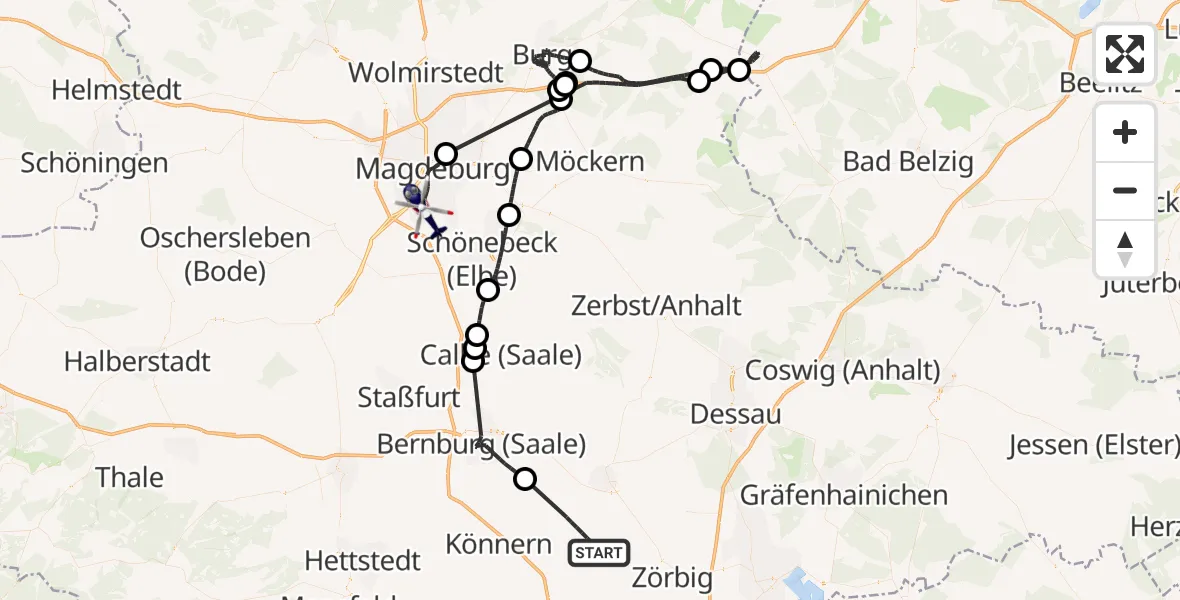 Flugroute Polizeihubschrauber Südliches Anhalt - Magdeburg, 26 Juni 2026, 09:27