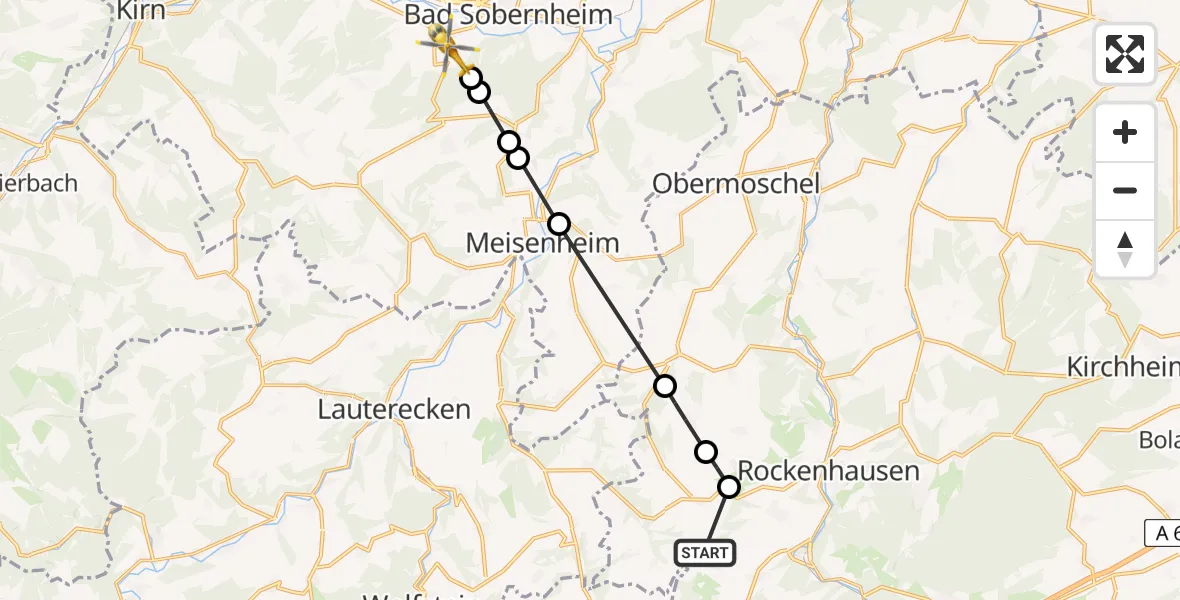 Flugroute Rettungshubschrauber Imsweiler - Meddersheim, 26 Juni 2026, 09:27