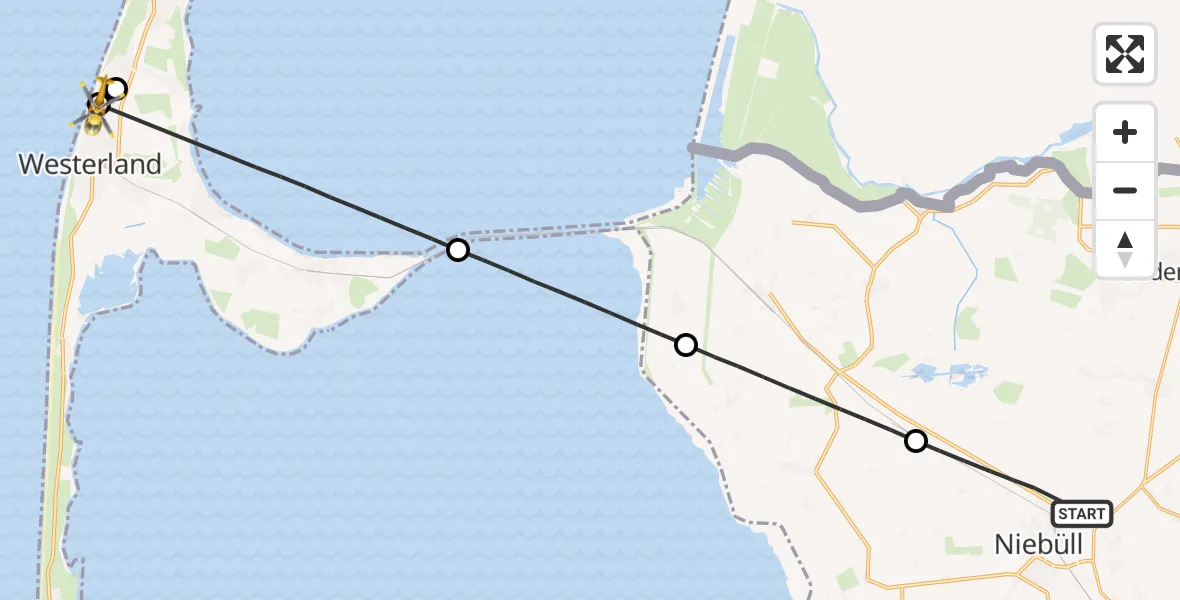 Flugroute Rettungshubschrauber Niebüll - Sylt, 26 Juni 2026, 09:31