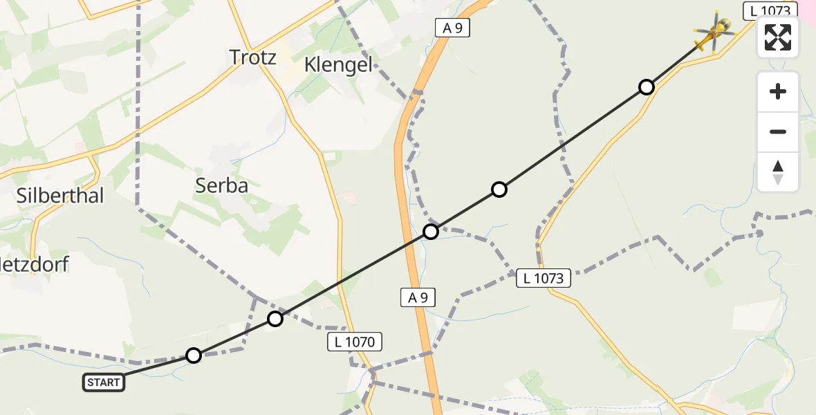 Flugroute Rettungshubschrauber Waldeck - Eisenberg, 26 Juni 2026, 09:37