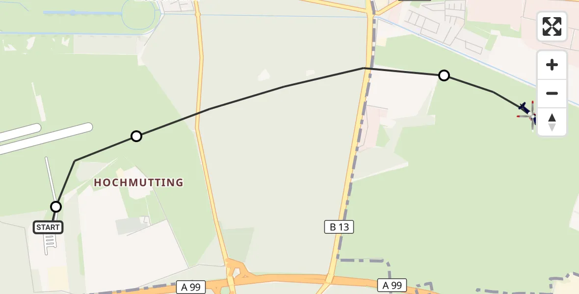 Flugroute Polizeihubschrauber Oberschleißheim - Garching b.München, 26 Juni 2026, 09:45