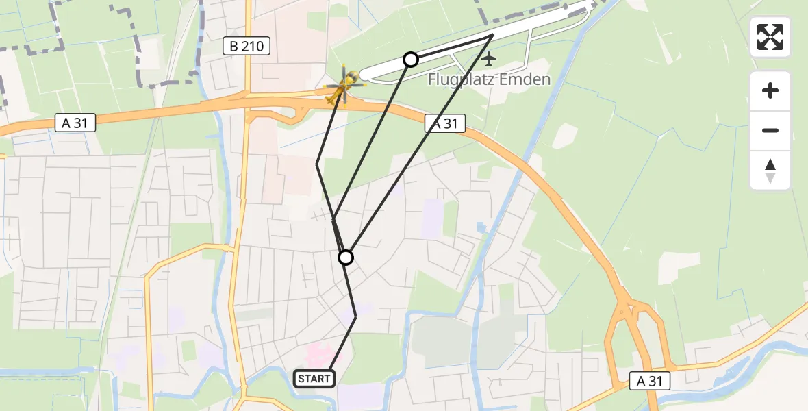 Flugroute Rettungshubschrauber Emden - Emden, 26 Juni 2026, 09:49