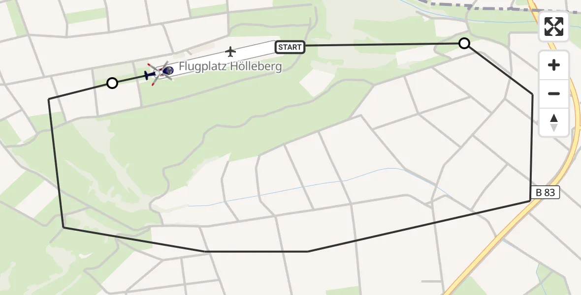 Flugroute Polizeihubschrauber Hölleberg Flugplatz - Hölleberg Flugplatz, 26 Juni 2026, 09:51
