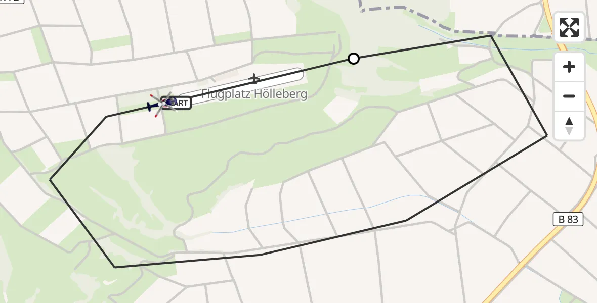 Flugroute Polizeihubschrauber Hölleberg Flugplatz - Hölleberg Flugplatz, 26 Juni 2026, 09:54