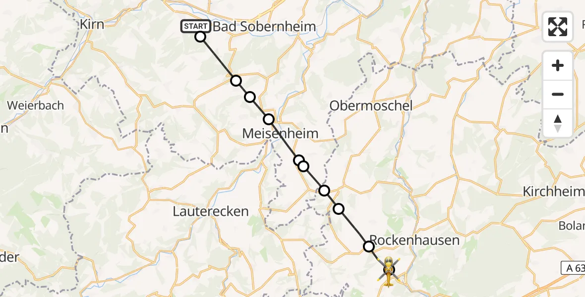 Flugroute Rettungshubschrauber Merxheim - Imsweiler UL, 26 Juni 2026, 09:57