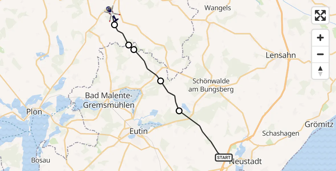 Flugroute Polizeihubschrauber Altenkrempe - Helmstorf, 26 Juni 2026, 10:21