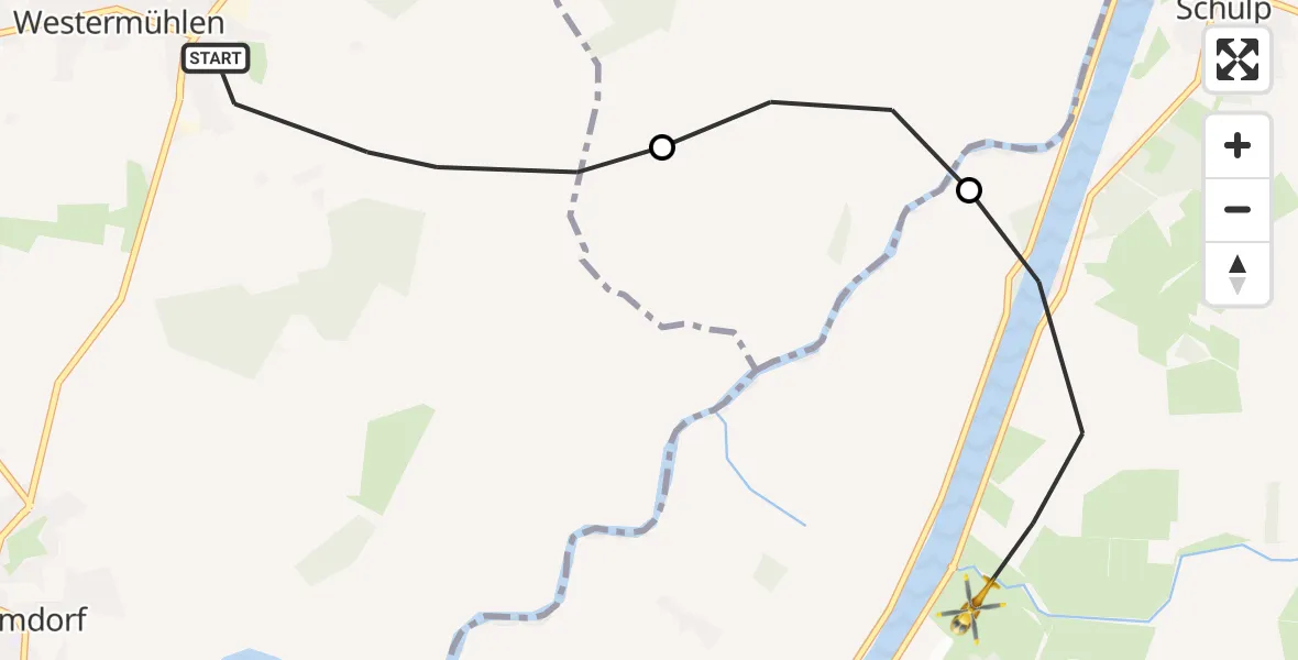 Flugroute Ambulanzhubschrauber Elsdorf-Westermühlen - Hörsten, 26 Juni 2026, 10:21