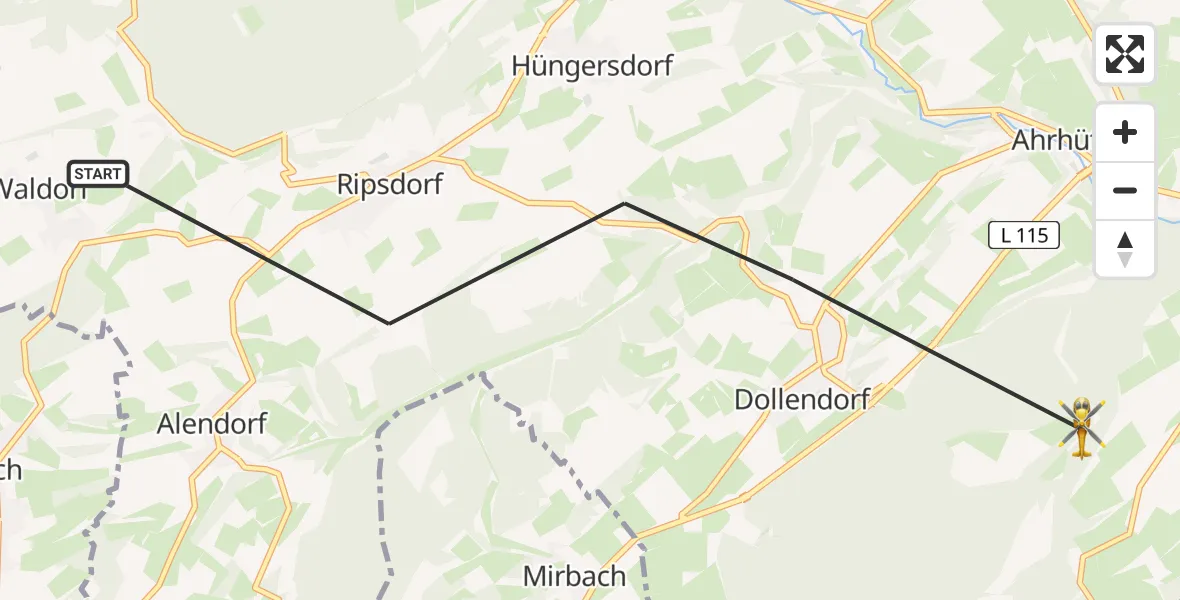 Flugroute Ambulanzhubschrauber Blankenheim - Blankenheim, 26 Juni 2026, 10:24