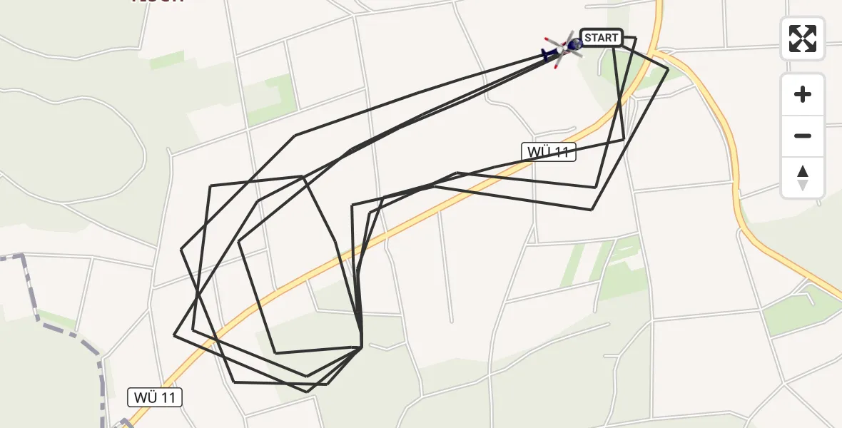 Flugroute Polizeihubschrauber Helmstadt - Helmstadt, 26 Juni 2026, 10:44