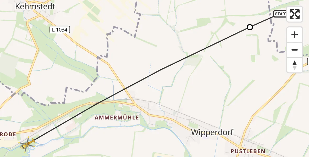 Flugroute Rettungshubschrauber Werther - Bleicherode, 26 Juni 2026, 10:55