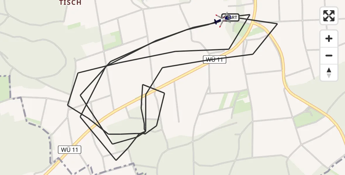 Flugroute Polizeihubschrauber Helmstadt - Helmstadt, 26 Juni 2026, 11:11