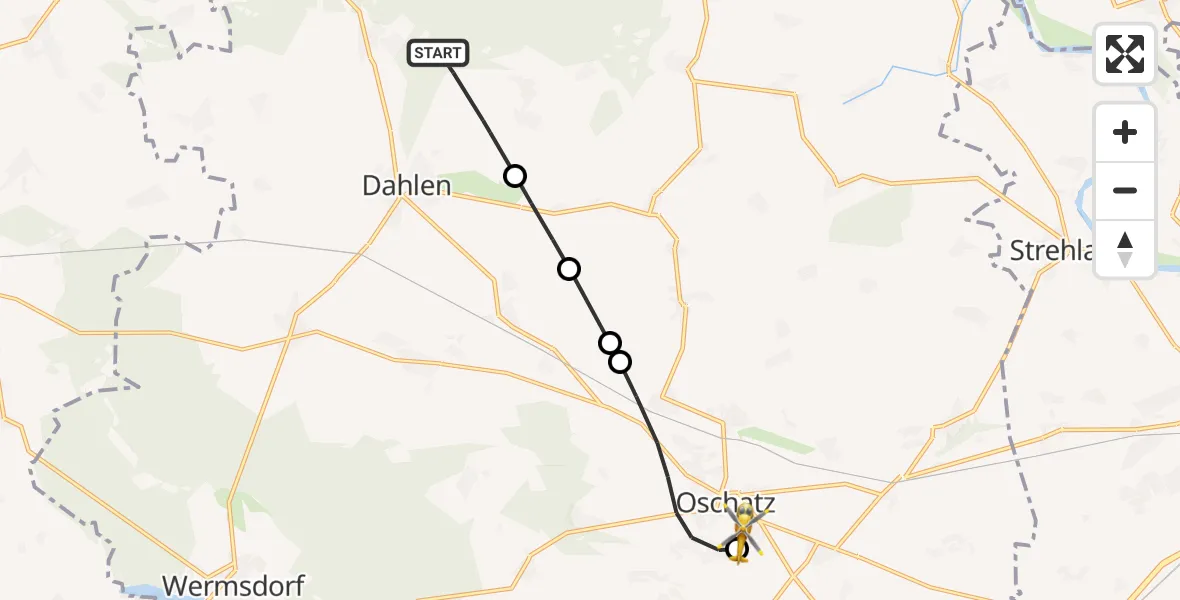 Flugroute Rettungshubschrauber Dahlen - Collm Klinik Oschatz Hubschrauberlandeplatz, 26 Juni 2026, 11:25