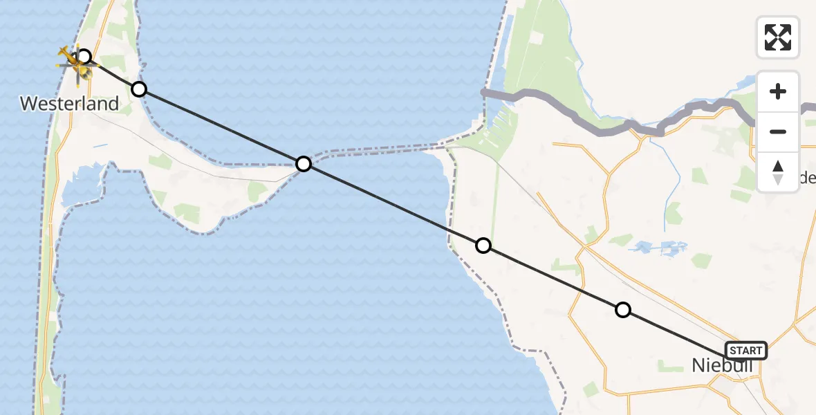Flugroute Rettungshubschrauber Niebüll - Sylt, 26 Juni 2026, 11:31