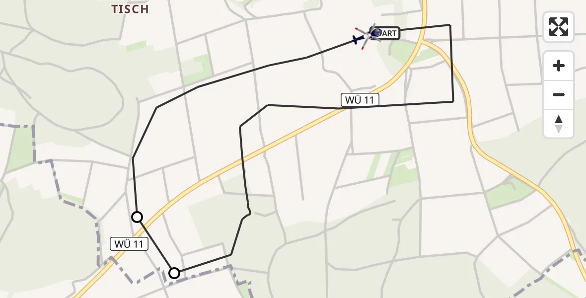 Flugroute Polizeihubschrauber Helmstadt - Helmstadt, 26 Juni 2026, 11:39