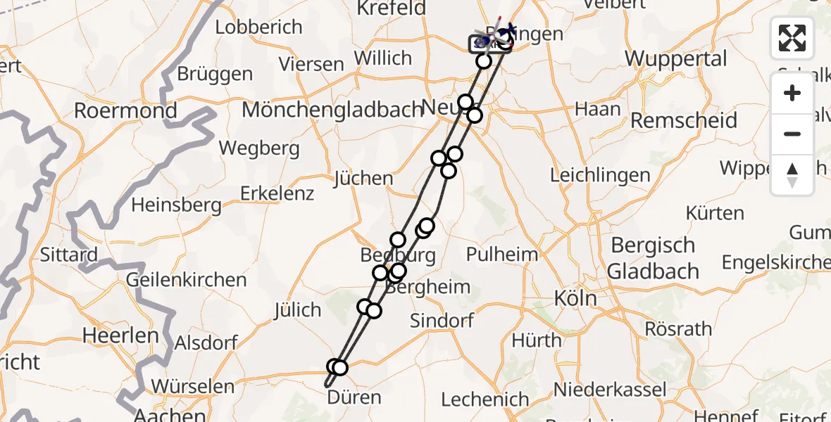 Flugroute Polizeihubschrauber Düsseldorf Flughafen - Düsseldorf Flughafen, 26 Juni 2026, 11:55