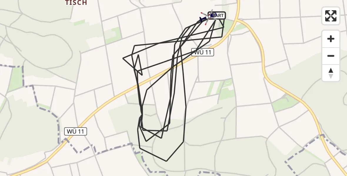 Flugroute Polizeihubschrauber Helmstadt - Helmstadt, 26 Juni 2026, 12:39