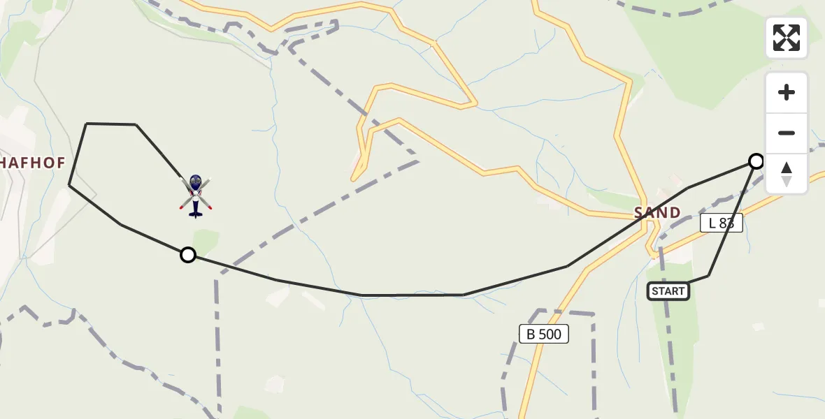 Flugroute Polizeihubschrauber Forbach - Bühlertal, 26 Juni 2026, 12:49