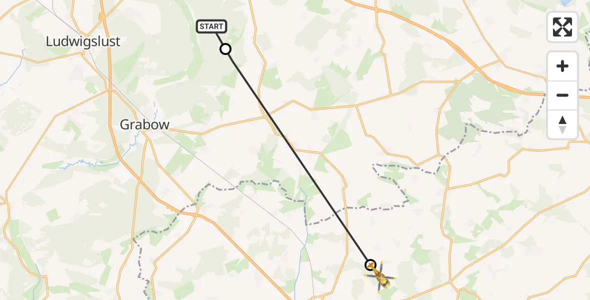 Flugroute Rettungshubschrauber Neustadt-Glewe - Karstädt, 26 Juni 2026, 13:23