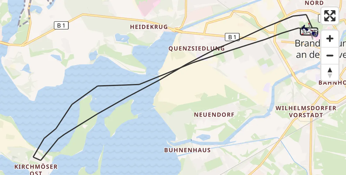 Flugroute Polizeihubschrauber Brandenburg an der Havel - Brandenburg an der Havel, 26 Juni 2026, 13:56