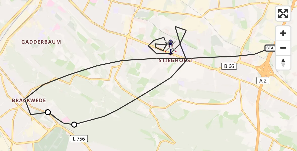 Flugroute Polizeihubschrauber Bielefeld - Bielefeld, 26 Juni 2026, 14:01