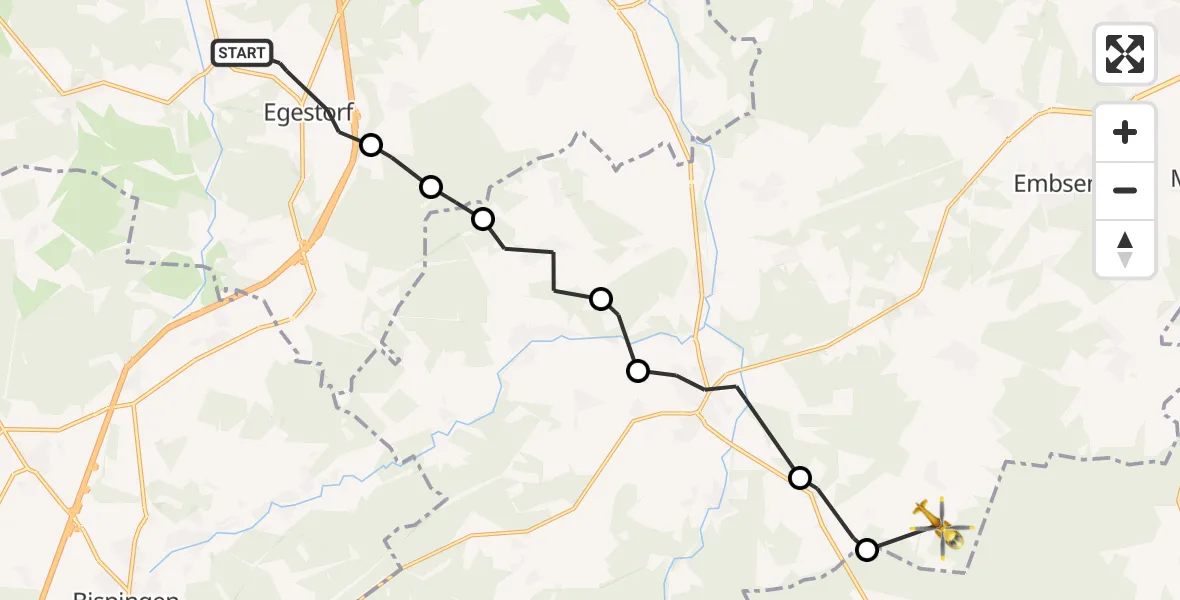 Flugroute Rettungshubschrauber Egestorf - Betzendorf, 26 Juni 2026, 14:29