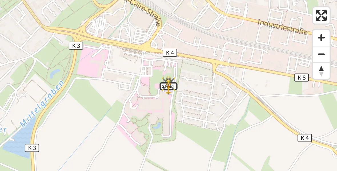 Flugroute Rettungshubschrauber Ludwigshafen Accident Hospital - Ludwigshafen Accident Hospital, 26 Juni 2026, 14:45