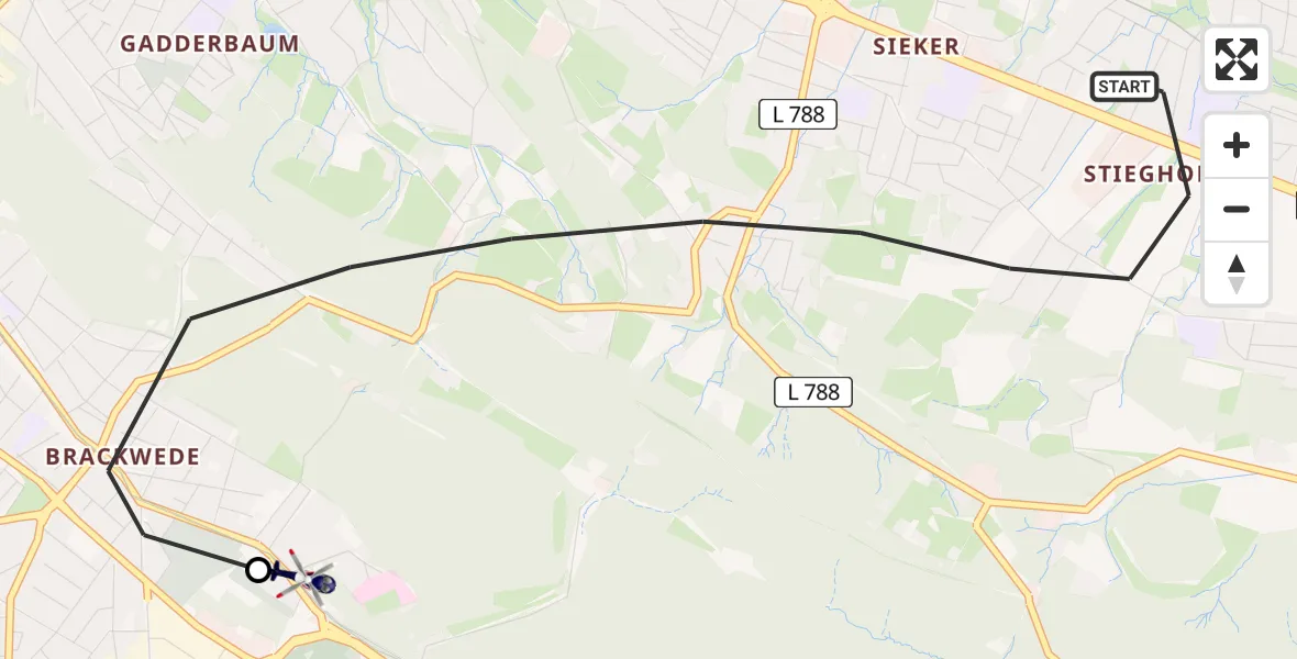 Flugroute Polizeihubschrauber Bielefeld - Luftrettungszentrum Bielefeld, 26 Juni 2026, 15:01